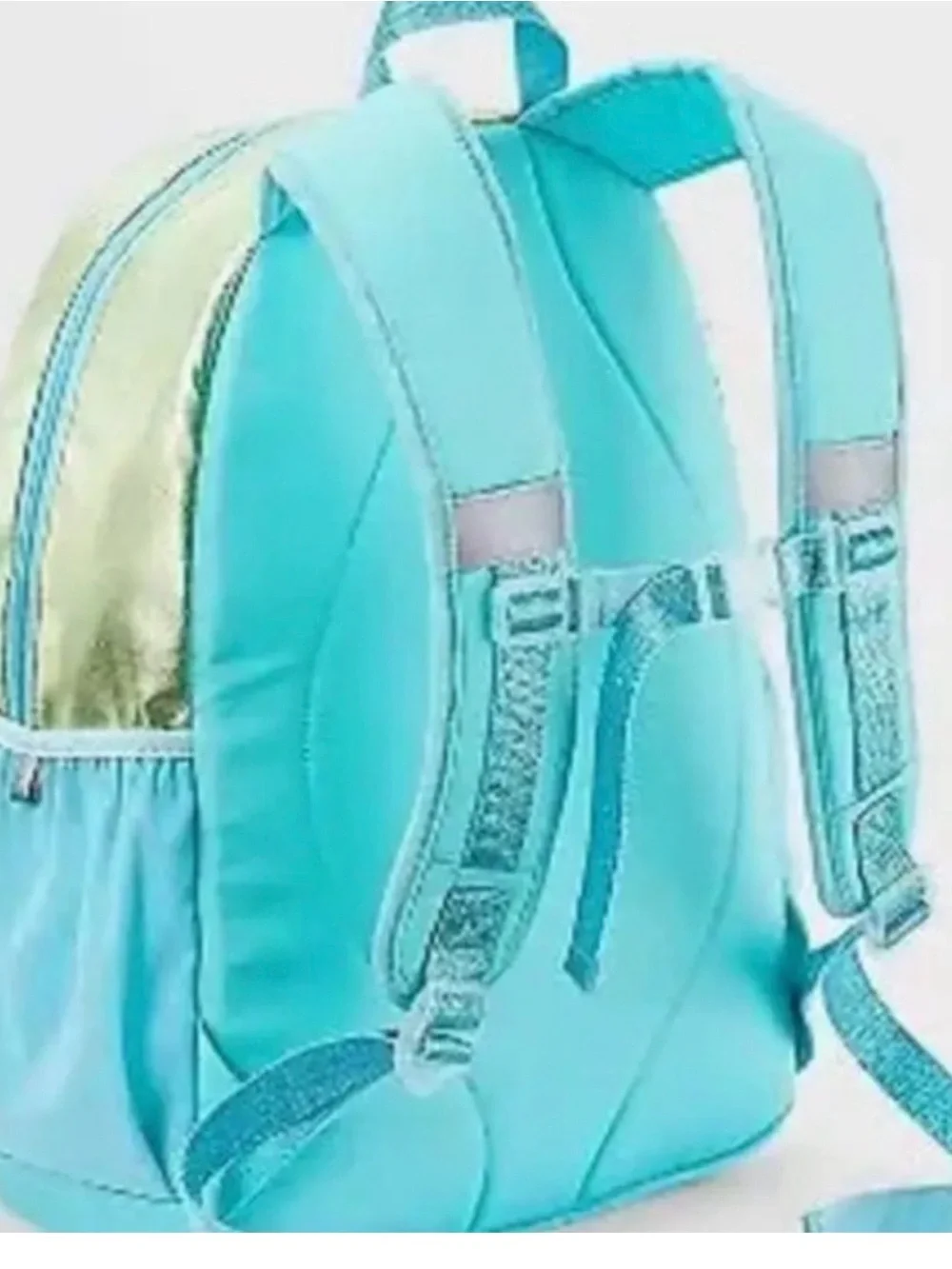 Cat & Jack Metallic Lime Green and Aqua Sequin Kids Backpack